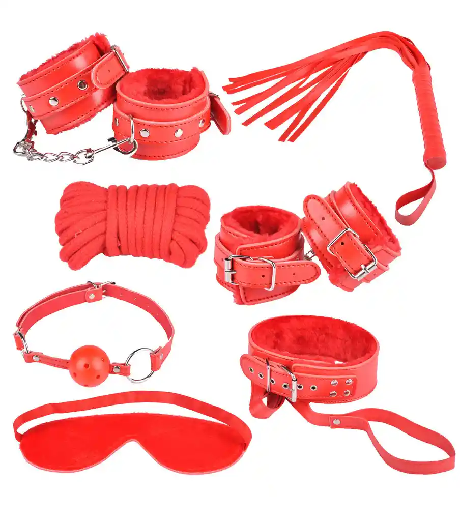 Kit Amarre X 7 Piezas, Kit Bondage. Color: Rojo