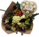 Flores Bouquet En De Temporada Y Ferrero Caja Corazon X8