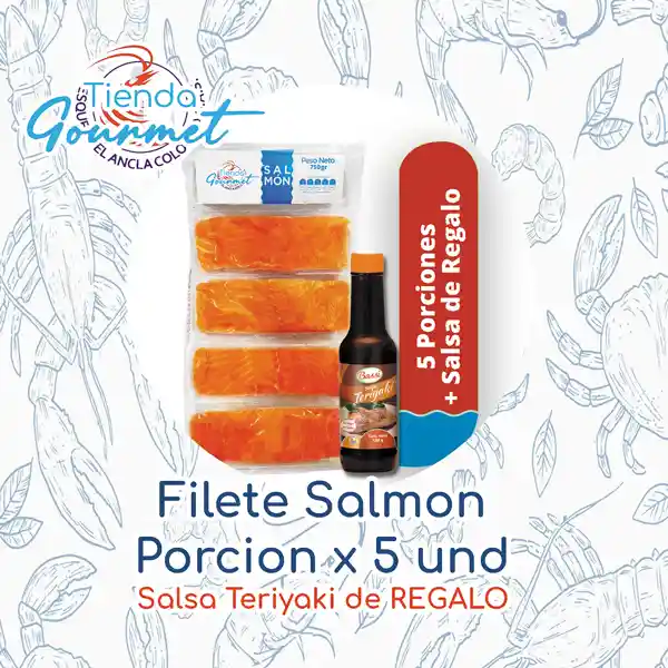 5 Porciones Salmon Premium Regalo Salsa Teriyaki