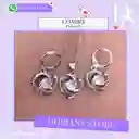 Juego Joyeria De Plata 925, Aretes Con Cadena Y Dije (jcd235)