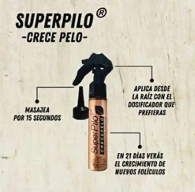 Minoxidil Superpilo Crecepelo/ Especial Para El Crecimiento Del Cabello Y La Barba/Unisex/ Con