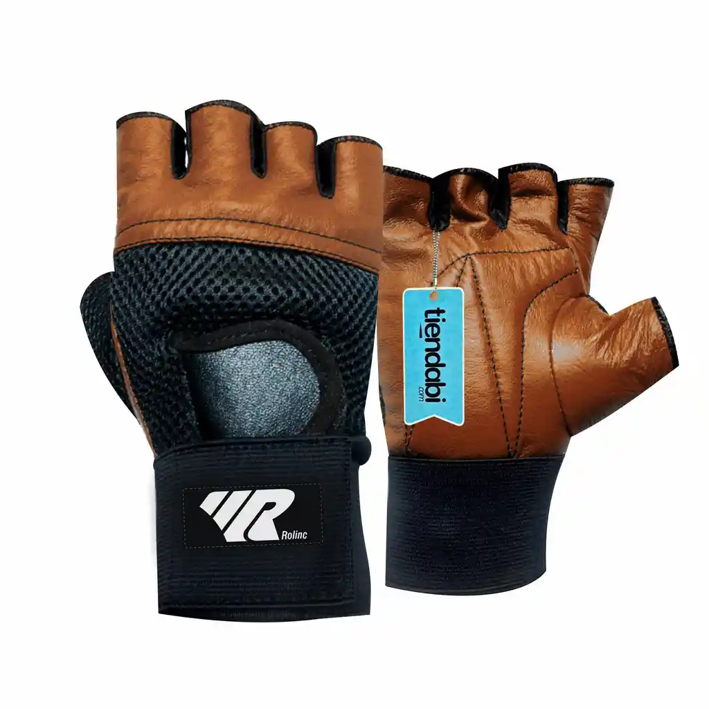 Guantes En Cuero Para Pesas Gimnasio Deporte Con Muñequera Cafes