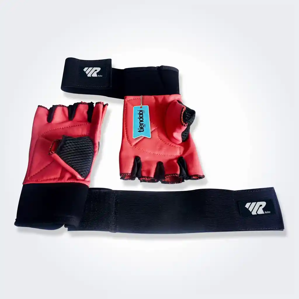 Guantes En Cuero Para Pesas Gimnasio Deporte Con Muñequera Salmon