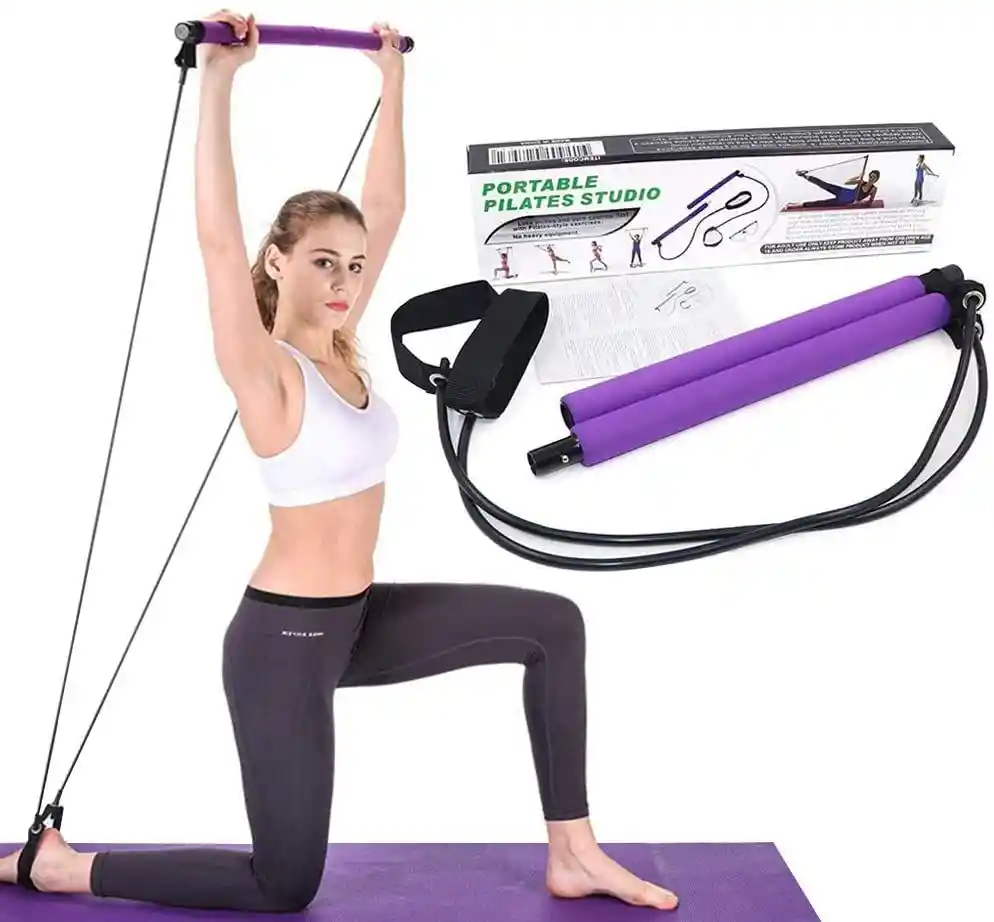 Kit Barra Pilates Portátil Con Bandas Elásticas Fitness Yoga