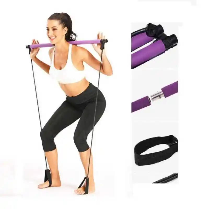 Kit Barra Pilates Portátil Con Bandas Elásticas Fitness Yoga