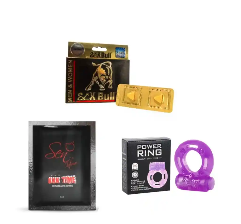 Kit Anillo Vibrador+ Potenciador + Retardante