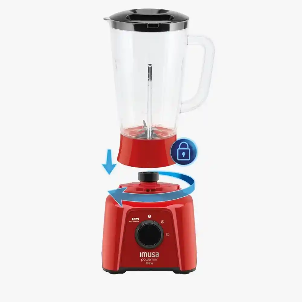 Imusa Licuadora Powermix Plus 550Watts Vaso De 2 Lt. Roja