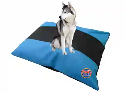 Cama Colchón Bicolor Para Mascota Gigante Celeste