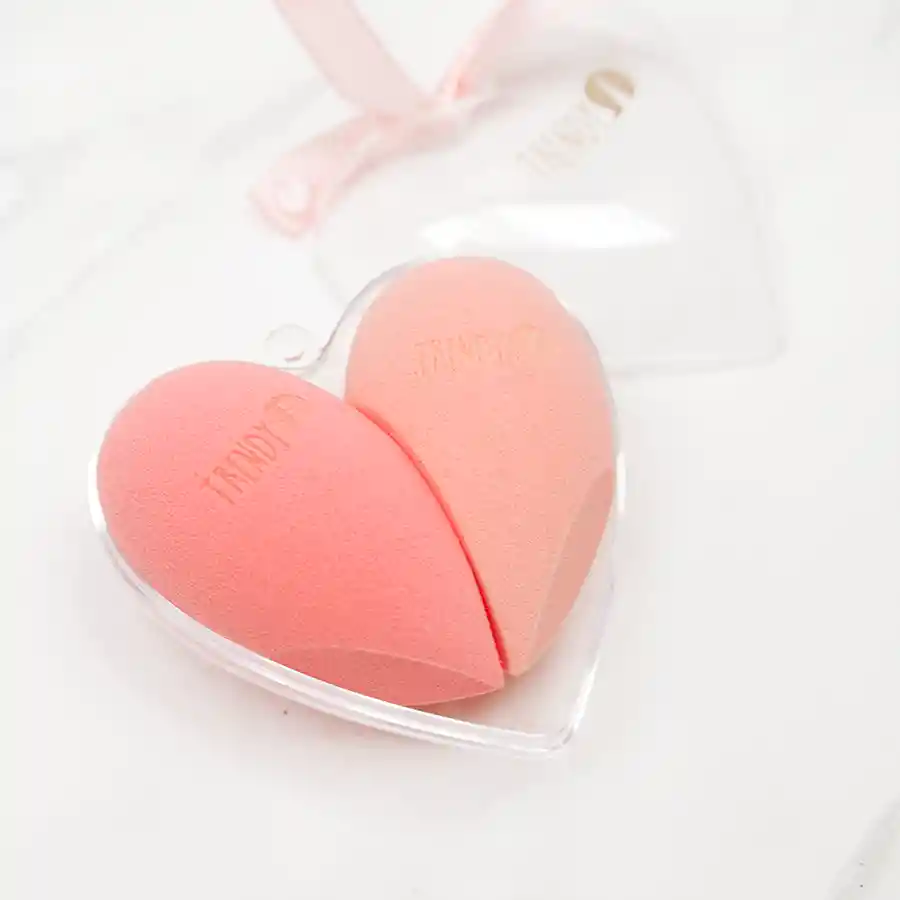  TRENDY Esponjas De Maquillaje Estuche Corazon 