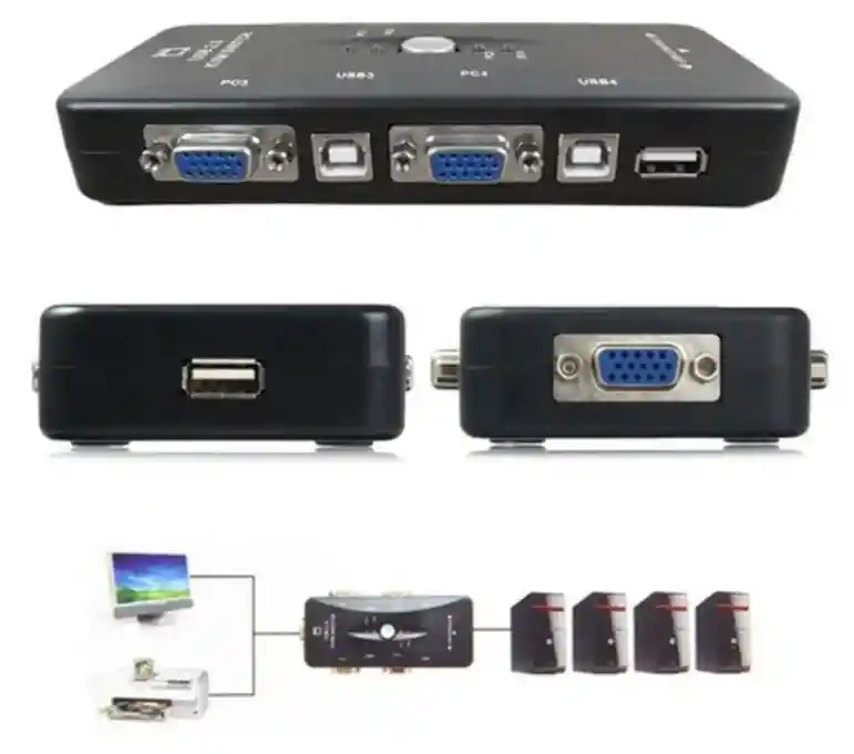 Switch Kvm 4 Puertos Usb Vga