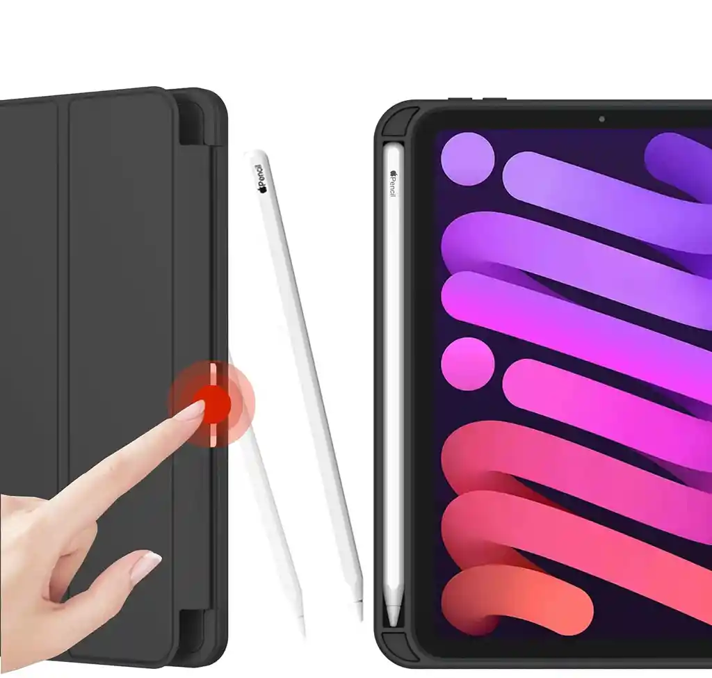 Ipad Forro Estuche Smart Case Mini 6 2021 Con Soporte Lapiz Negro