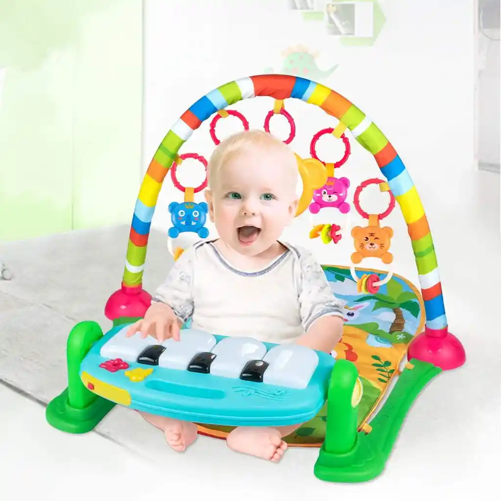 Gimnasio Bebe Tapete Piano Estimulación Luces Oferta 0-3 Años Ref. Miquito Azul Unisex