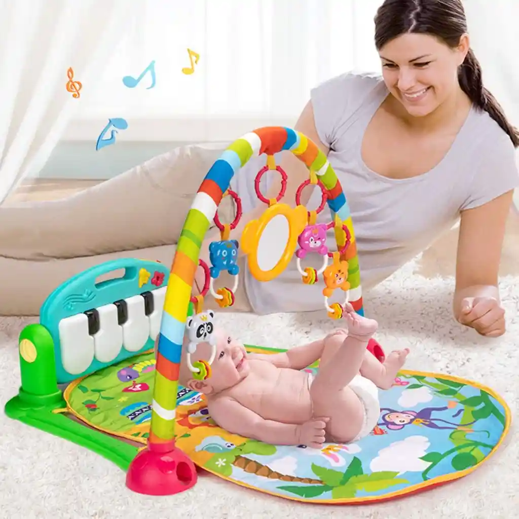 Gimnasio Bebe Tapete Piano Estimulación Luces Oferta 0-3 Años Ref. Miquito Azul Unisex