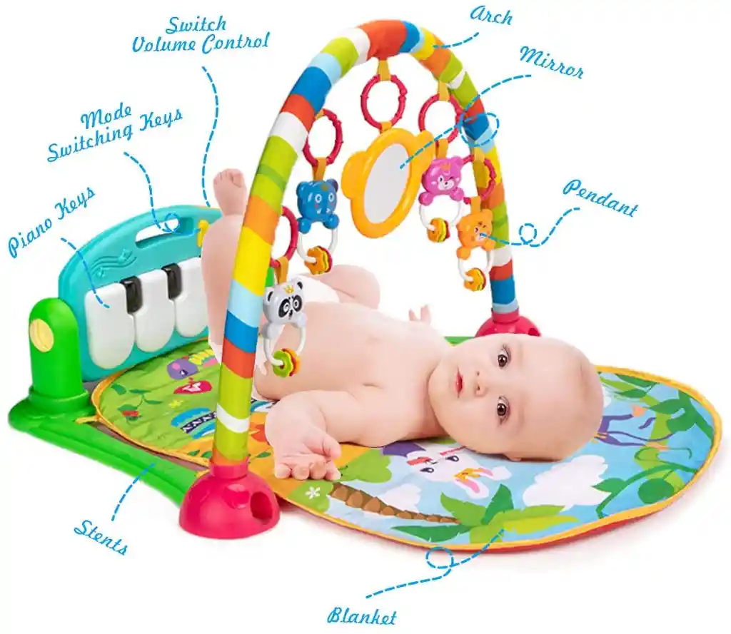 Gimnasio Bebe Tapete Piano Estimulación Luces Oferta 0-3 Años Ref. Miquito Azul Unisex