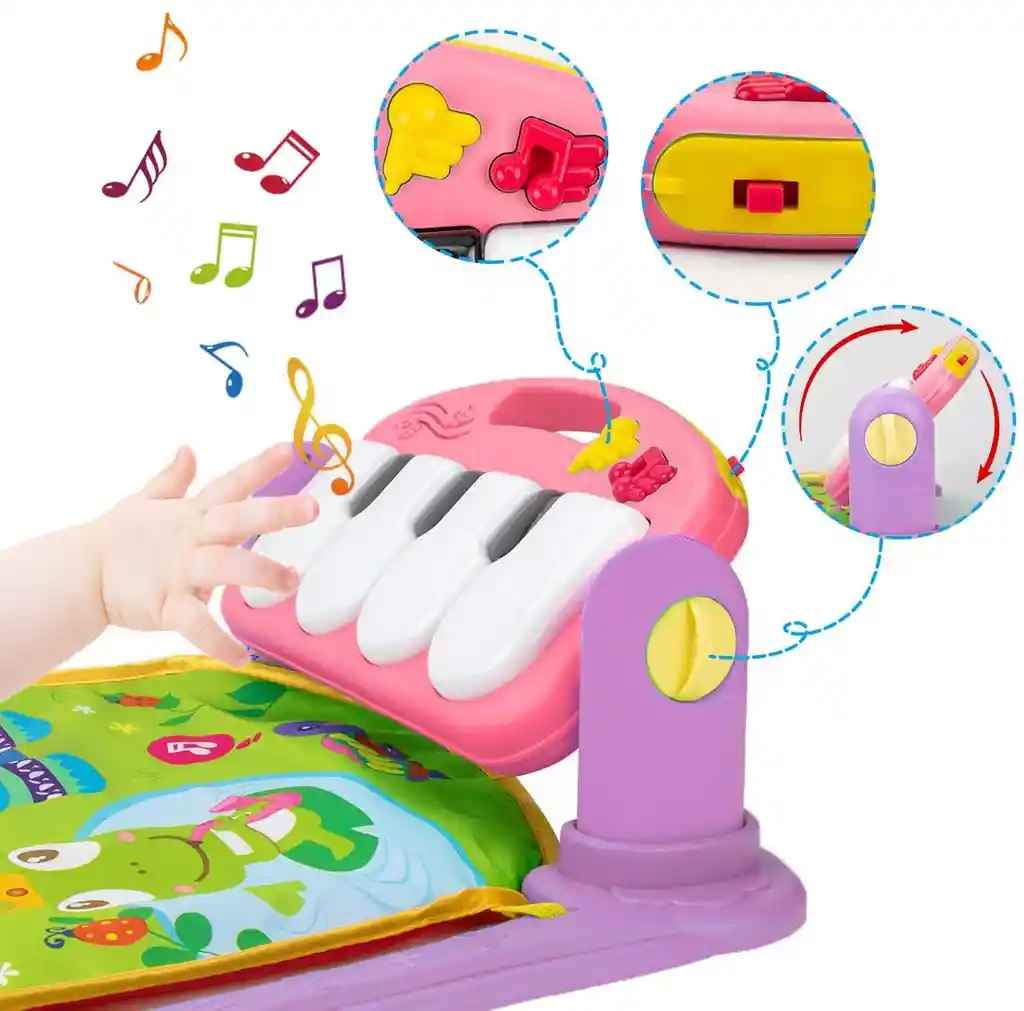 Gimnasio Bebe Tapete Piano Estimulación Luces Oferta 0-3 Años Ref. Miquito Púrpura