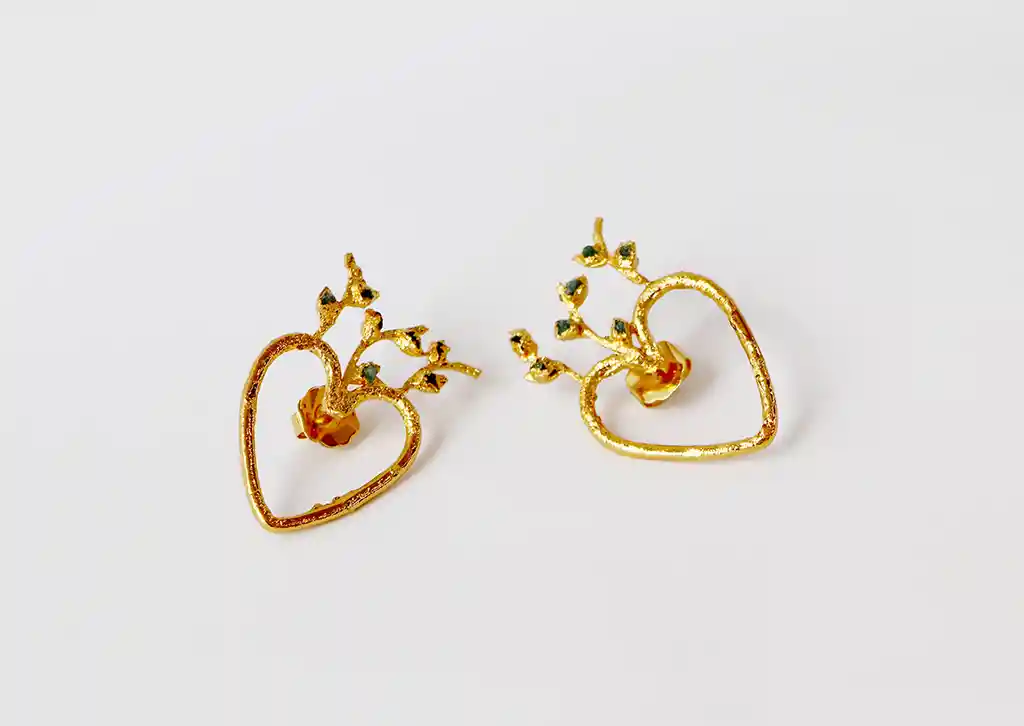 Aretes Corazón Florecer