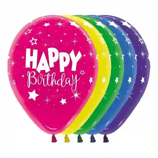 Globos Bombas R-12 Happy Birday Fantasia Surtida X8