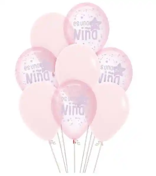 Bombas Globos R-12 Inf Es Una Niña X12 Sempertex Baby Shower