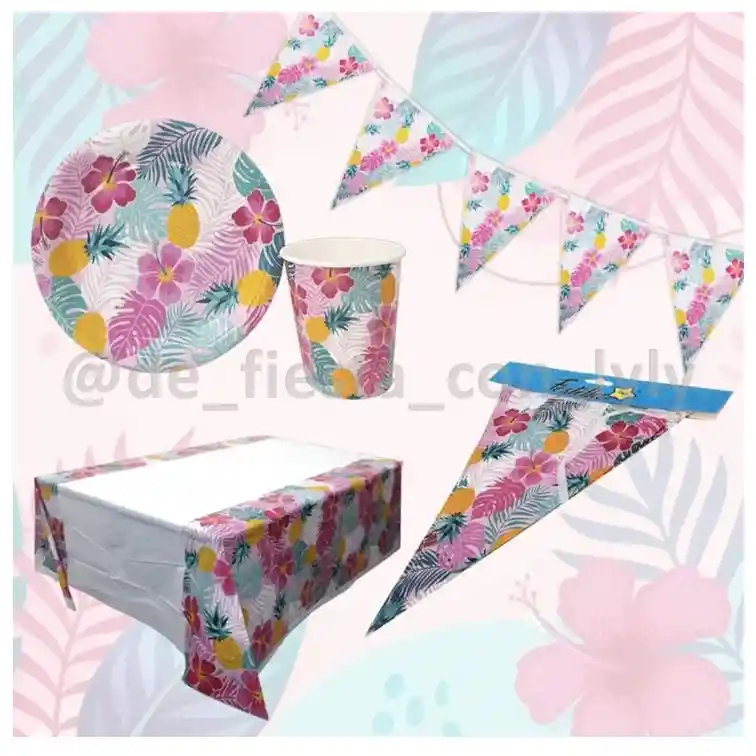 Kit De Fiesta Hawaiana Flores Tropical Lista Para Celebrar