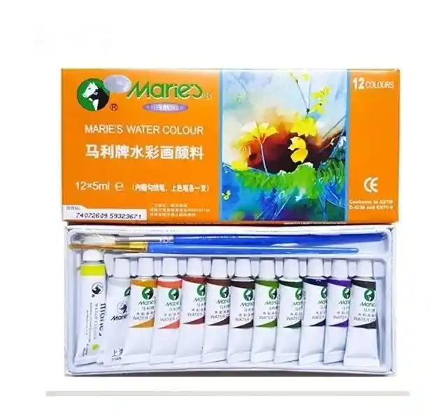 Pintura De Acuarela Marie´s Originales X 12unds Tubo De 5ml C/u Pinturas Acuarelas