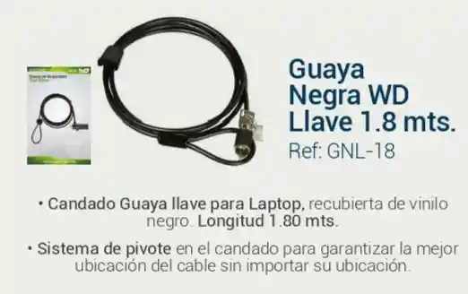 Guaya Negra De Llave 1.8 Mts.