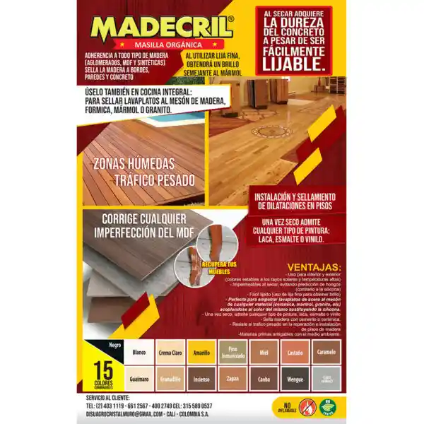 Masilla Para Madera 820g Wengue