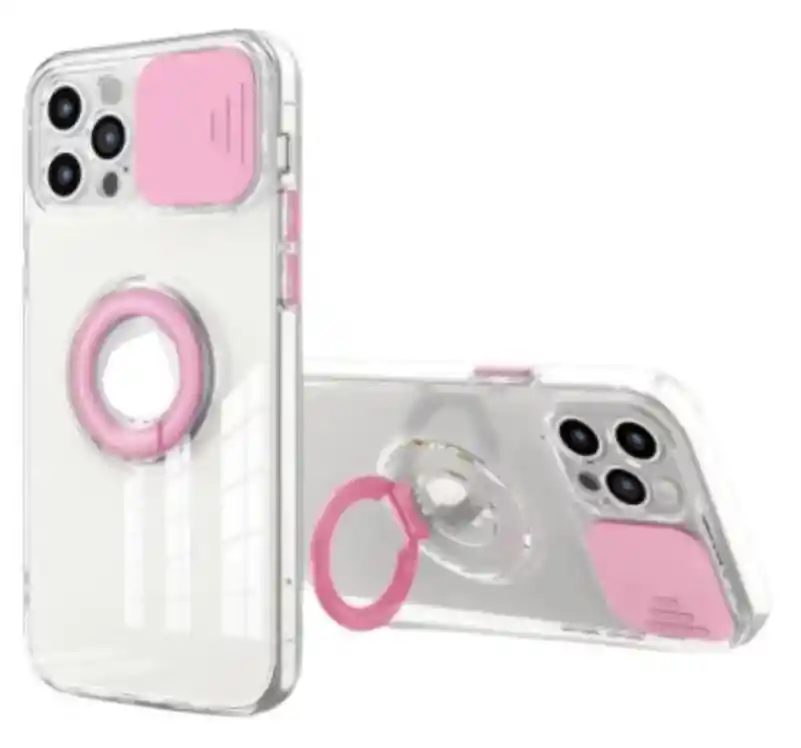 iPhoneFunda Case Anillo Soporte Protector Camara Rosa Para 12 Pro Max