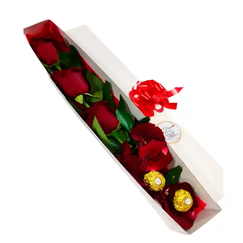 Caja De Rosas Con Chocolates