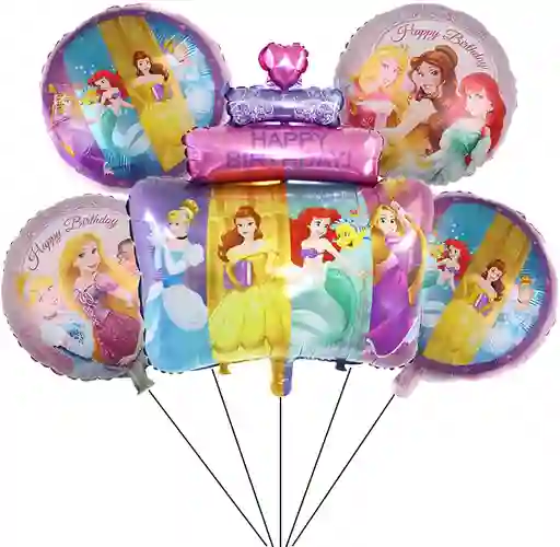 Globos Bouquet De Bombas Metalizados Princesas Disney
