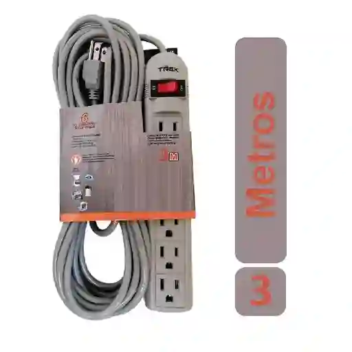 Multitoma Extensión Eléctrica De 3 Metros 6 Tomas Regleta Supresor