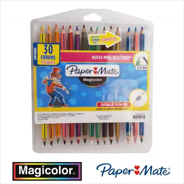 Magicolor Caja De Colores 15 Lapices Doble Punta X30 Colores- Paper-Mate