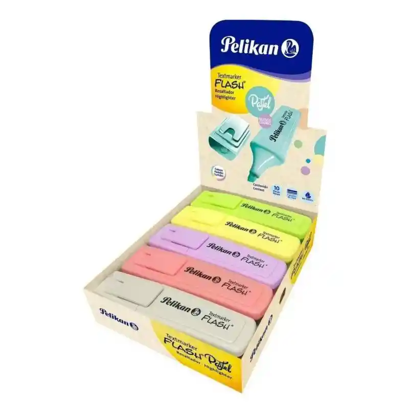 Resaltadores Pastel Flash Marca Pelikan, X10 Colores -