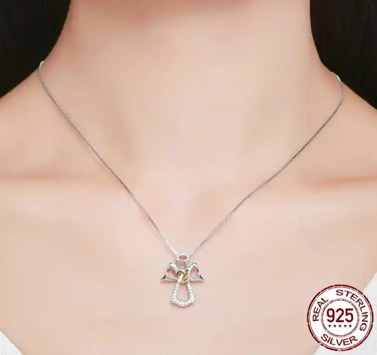 Collar Para Mujer Dije Ángel Guardian En Plata 925