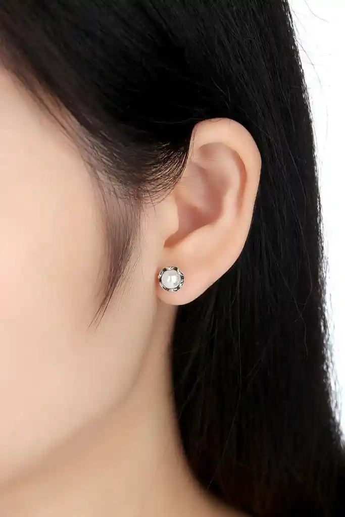 Aretes Elegantes Para Mujer Perlas Agua Dulce En Plata 925