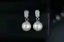 Aretes Elegantes Para Mujer Blanco Perla Circón En Plata 925