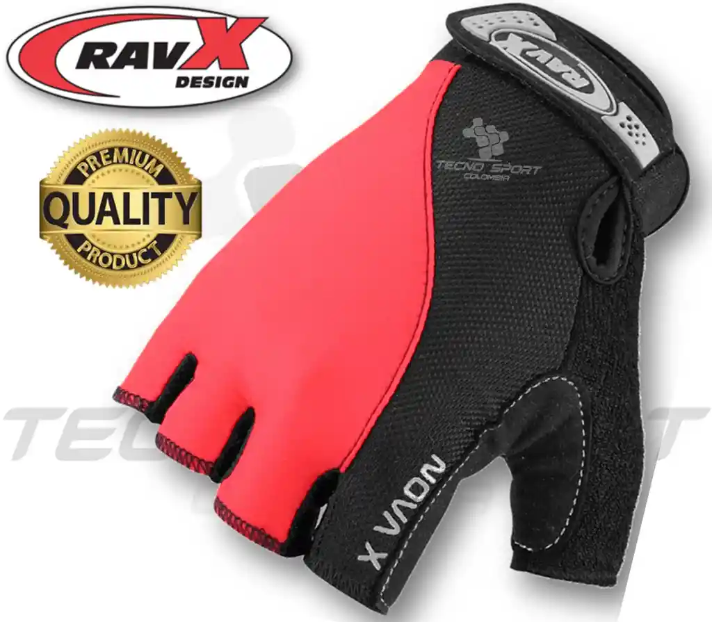 Guante Gel Bicicleta Ciclismo Ravx Nova Moto Gym Gimnasio Color Rojo Talla S