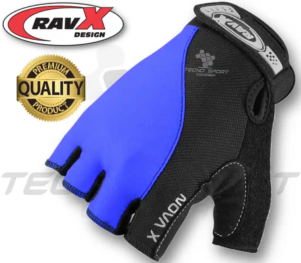 Guante Gel Bicicleta Ciclismo Ravx Nova Moto Gym Gimnasio Color Azul Talla S