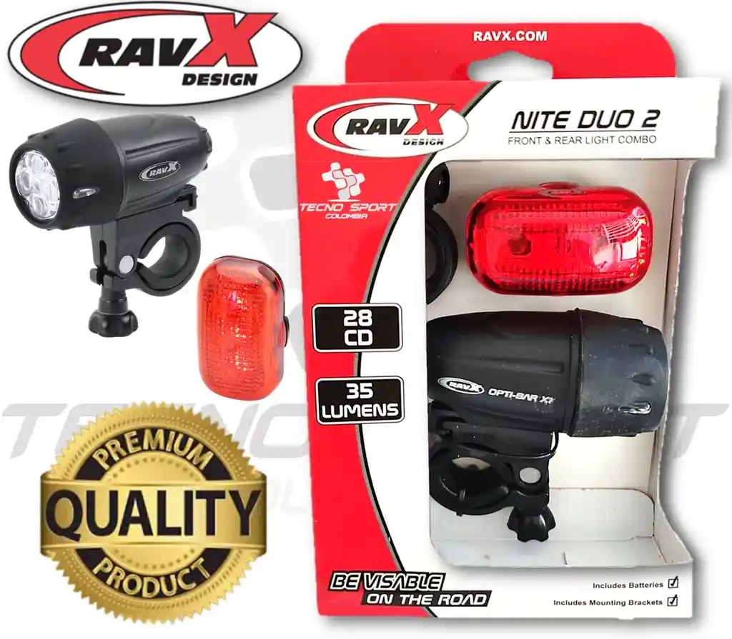 Combo Luz Seguridad Bicicleta Ravx Nite Duo Trasera Delantera