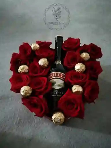Rosas En Corazón Con Baileys Y Chocolate