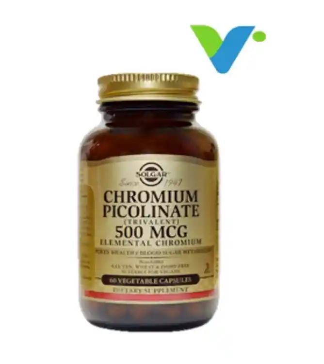 SOLGAR Chromium Picolinate 500Mcg 60 Caps Picolinato De Cromo