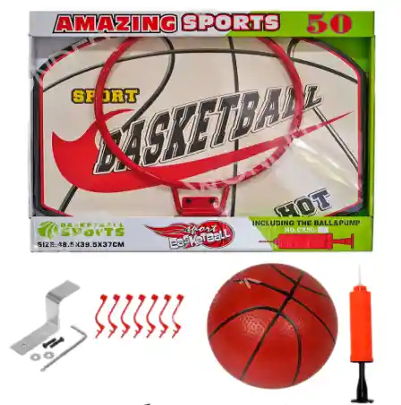 Aro Baloncesto Tablero Basketball + Malla + Balón + Inflador