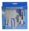 Set Kit Estuche Aseo Cirugía Manicura Bebe Y Niño Azul 6 Piezas