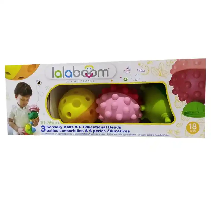 Set 3 Bolas Sensoriales Y Cuentas Educativas 12 Pzs Lalaboom