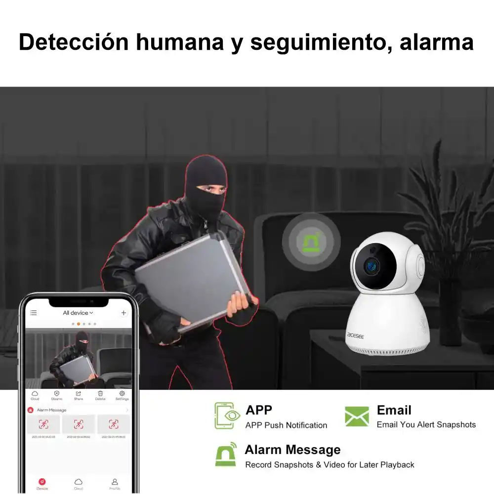 Cámara De Seguridad Wifi Inteligente Robotica 1080p Hd Q9