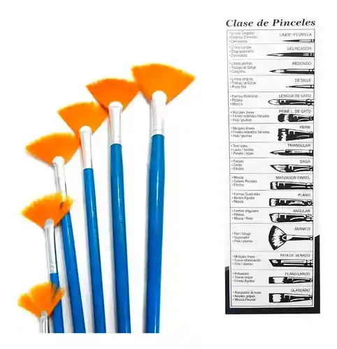 Set Pincel Abanico X6 Tamaños Surtidos Unicolor