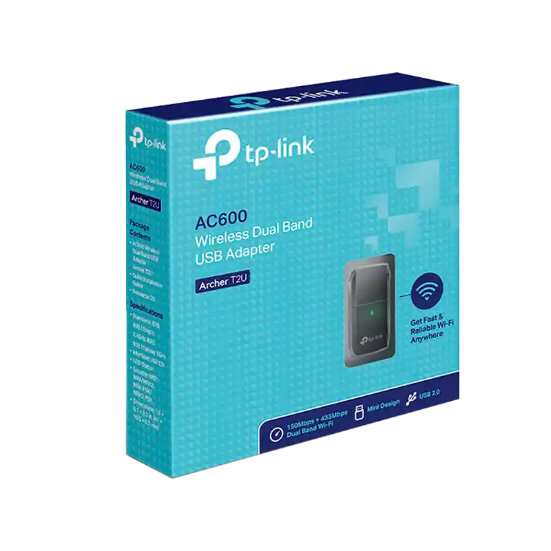 Adaptador De Red Tp-link Usb Inalámbrico Banda Dual Ac600 Archer T2u