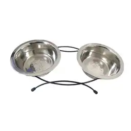 Plato Doble Elevado Pequeño En Acero Pet Love