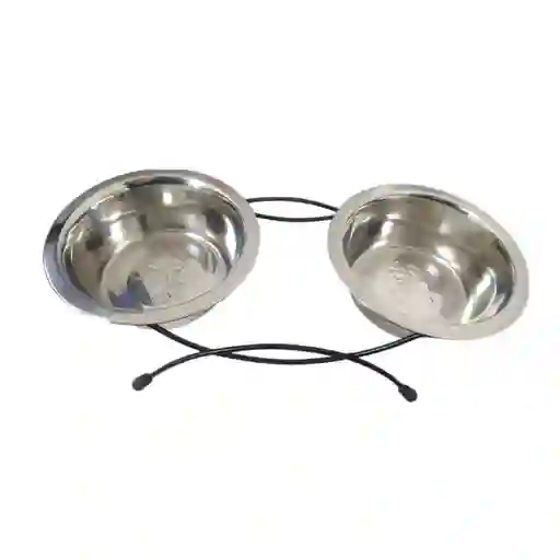 Plato Doble Elevado Pequeño En Acero Pet Love