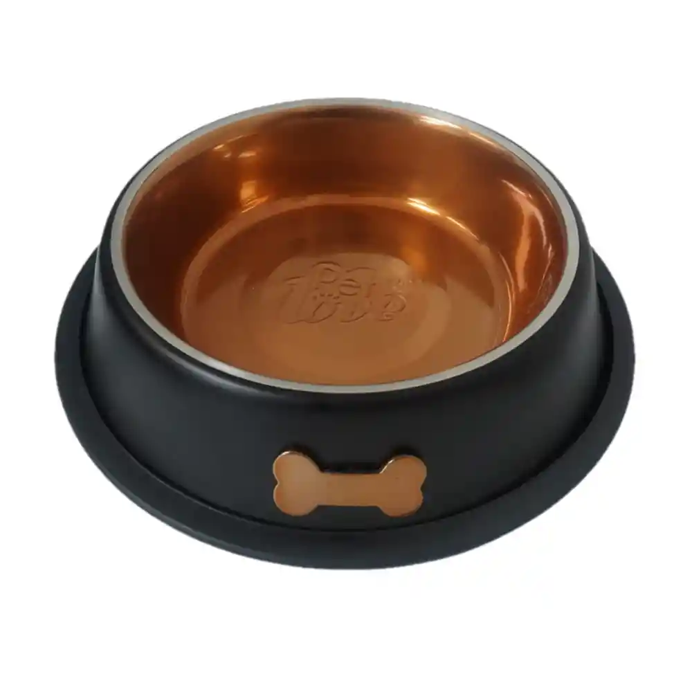 Plato Negro Mate Y Cobre En Acero Pet Love 20cm