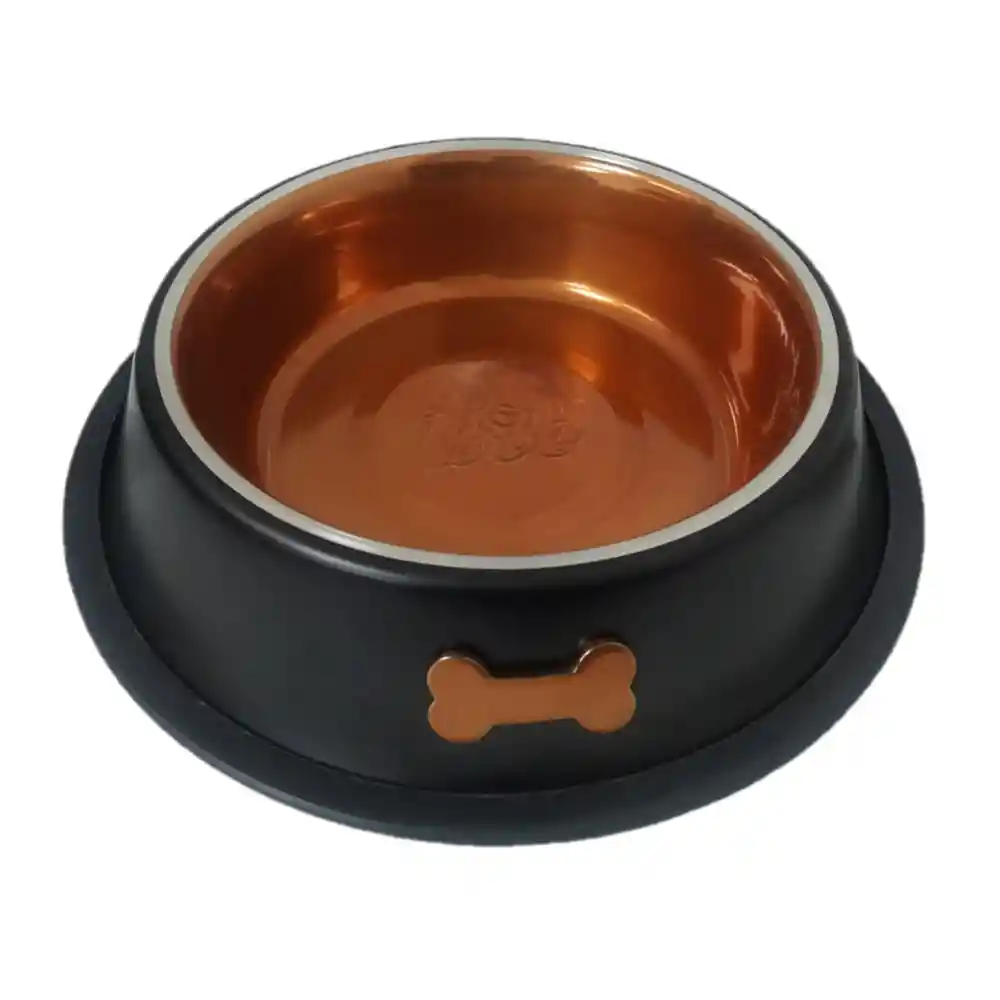 Pet Love Plato Antideslizante para Perros Color Negro Cobre